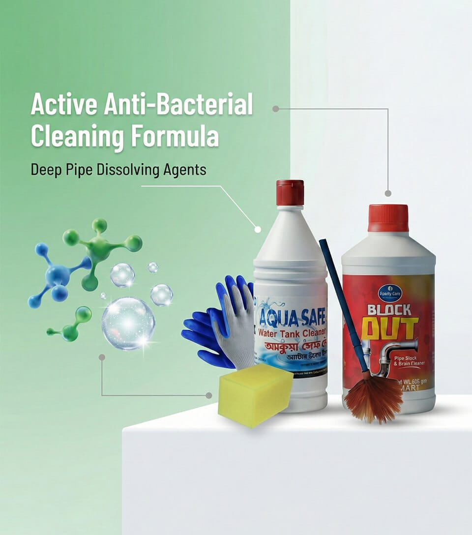 Tank Cleaner and Pipe Cleaner Combo Package ট্যাং ক্লিনার এবং পাইপ ক্লিনার কম্বো প্যাকেজ - Image 1